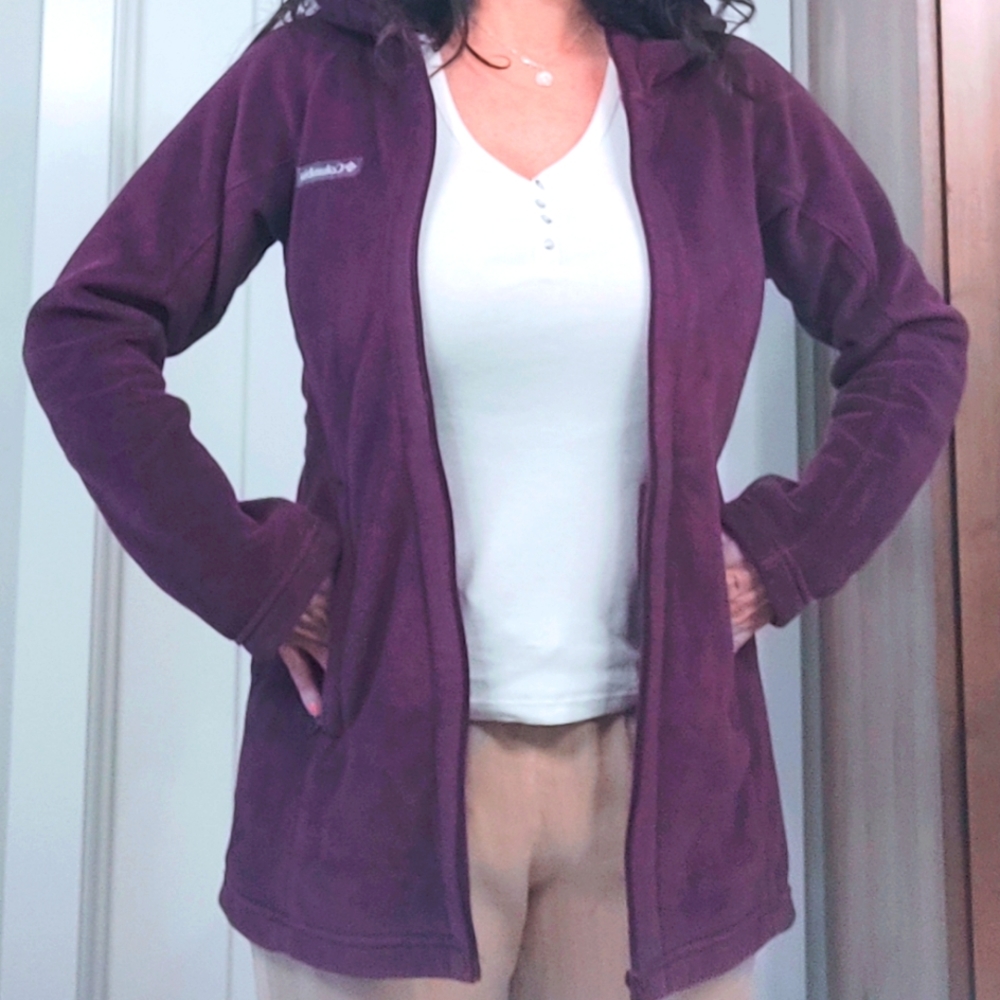 Women's Columbia Benton Springs II Long Hoodie fleece jacket XS dark raspberry